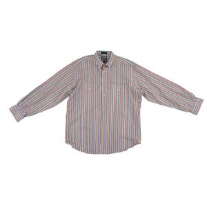 Faconnable Button Down Shirt Mens Size Medium Multicolor Striped 100% Cotton Y2K